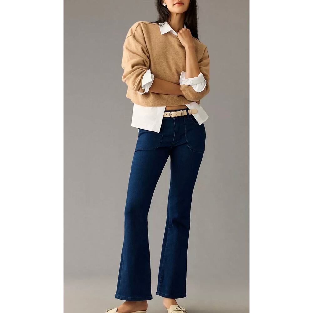 Pilcro The Icon Flare Jeans Anthropologie Dark Wash NEW Size 32